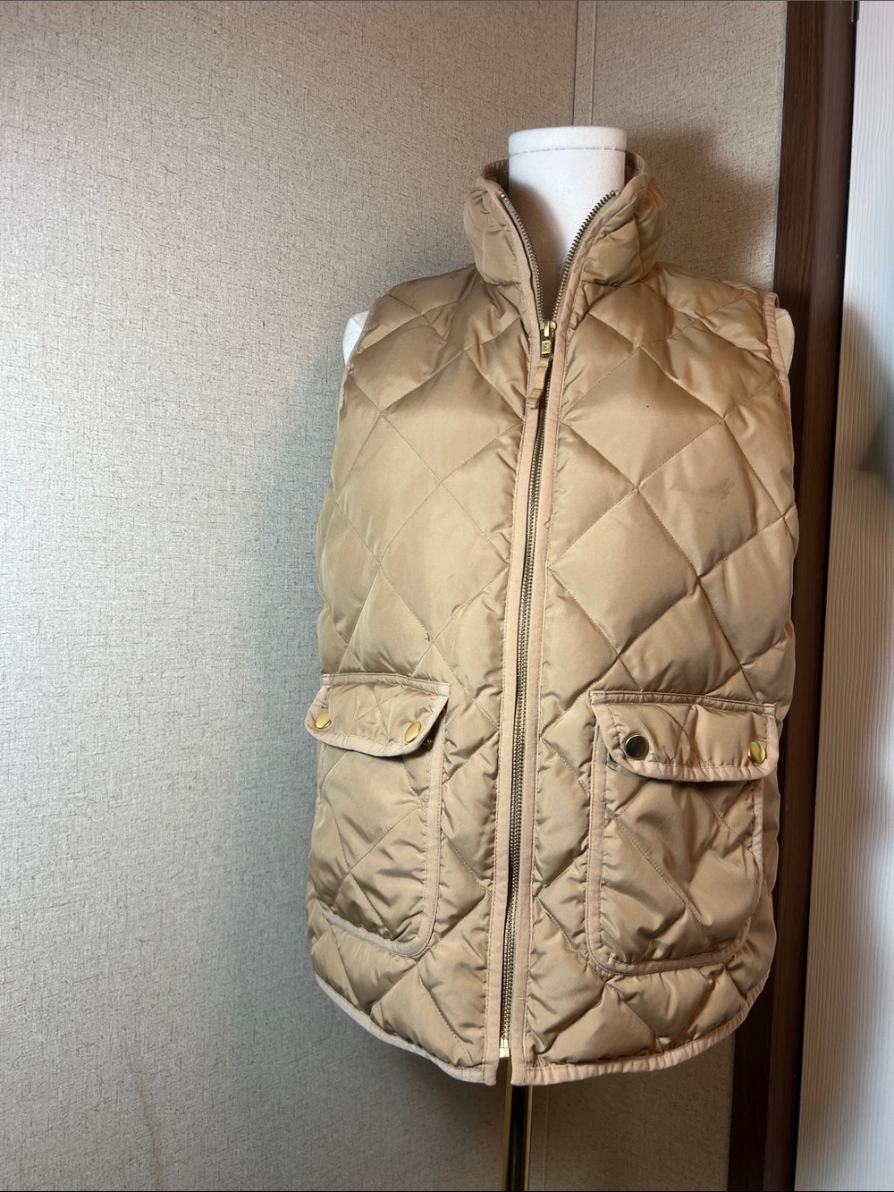 J. Crew Quilted Tan Puffer Vest